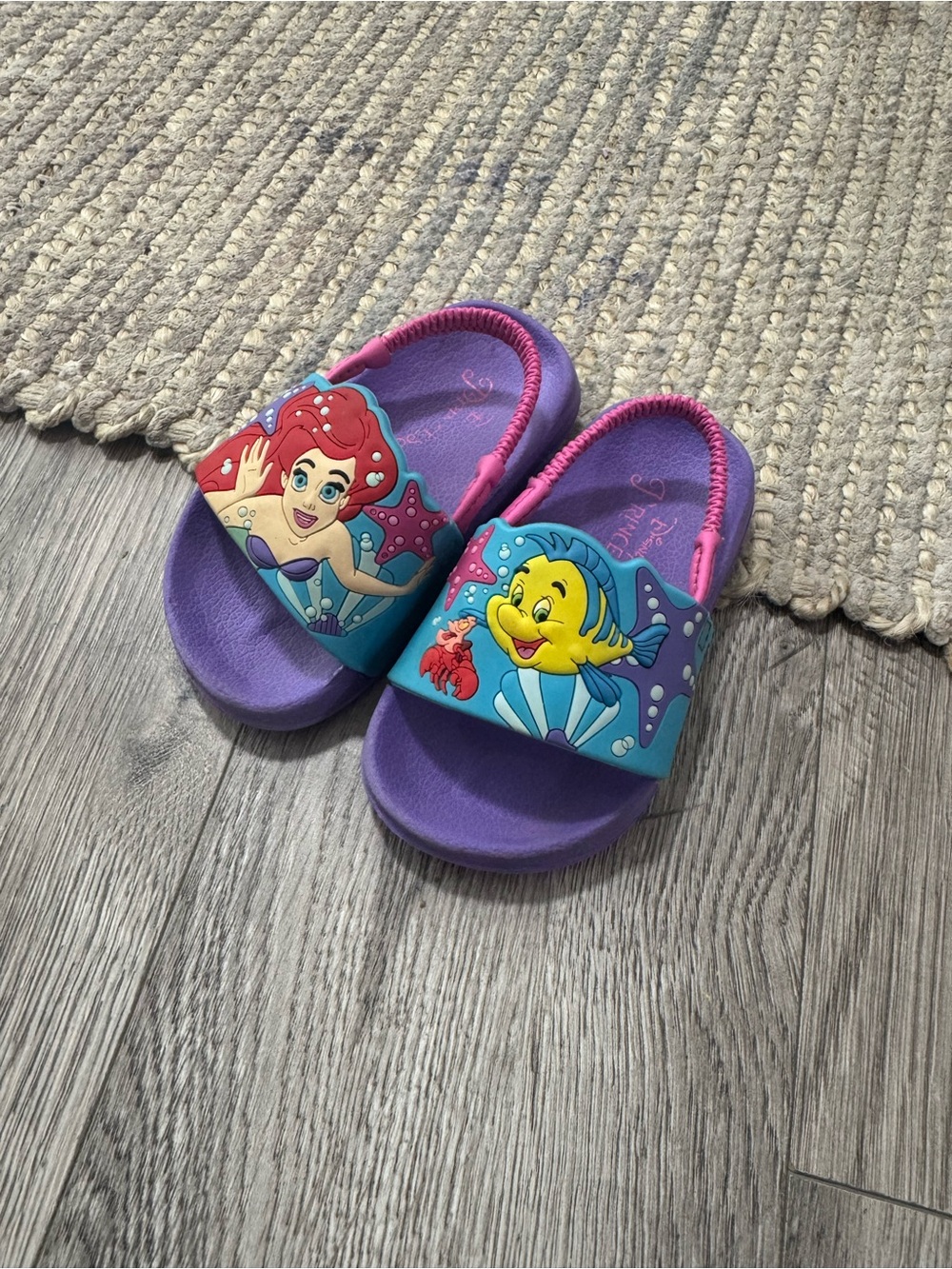 Disney Little Mermaid Purple and Pink Kids Slide Sandals